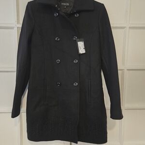 Black Double-Breasted Women's Coat
